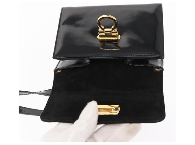 Borsa a Spalla Gancini Salvatore Ferragamo Smalto Nero Oro Auth kk580 D'oro - vista 19