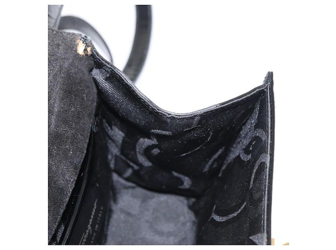 Borsa a Spalla Gancini Salvatore Ferragamo Smalto Nero Oro Auth kk580 D'oro - vista 20
