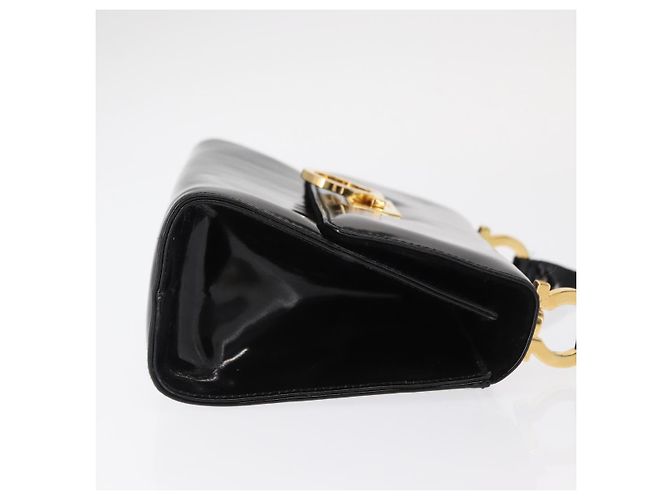 Borsa a Spalla Gancini Salvatore Ferragamo Smalto Nero Oro Auth kk580 D'oro - vista 3