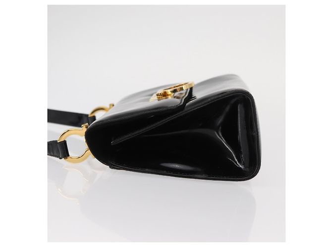 Borsa a Spalla Gancini Salvatore Ferragamo Smalto Nero Oro Auth kk580 D'oro - vista 4
