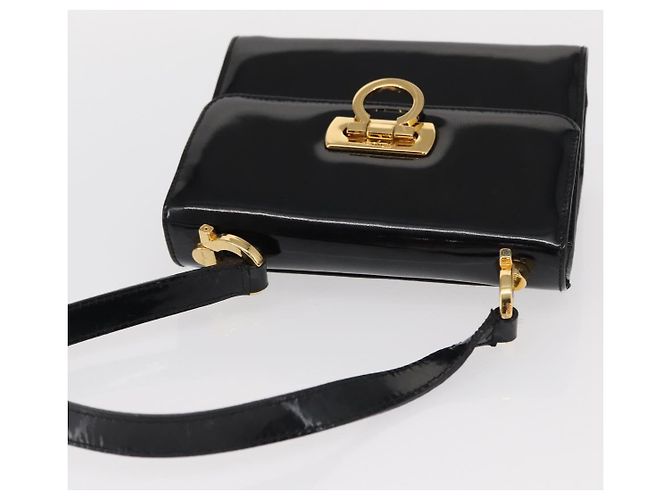 Borsa a Spalla Gancini Salvatore Ferragamo Smalto Nero Oro Auth kk580 D'oro - vista 6