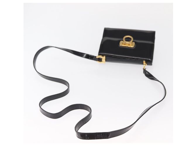 Borsa a Spalla Gancini Salvatore Ferragamo Smalto Nero Oro Auth kk580 D'oro - vista 7