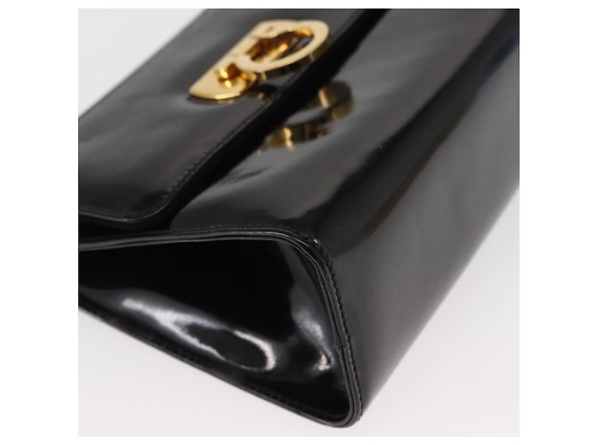 Borsa a Spalla Gancini Salvatore Ferragamo Smalto Nero Oro Auth kk580 D'oro - vista 8