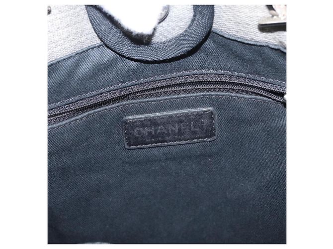CHANEL Deauville Kette Tote Tasche aus Canvas Grau Silber CC Auth bs31505 - Ansicht 18