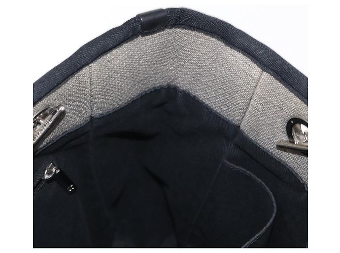 CHANEL Deauville Kette Tote Tasche aus Canvas Grau Silber CC Auth bs31505 - Ansicht 19