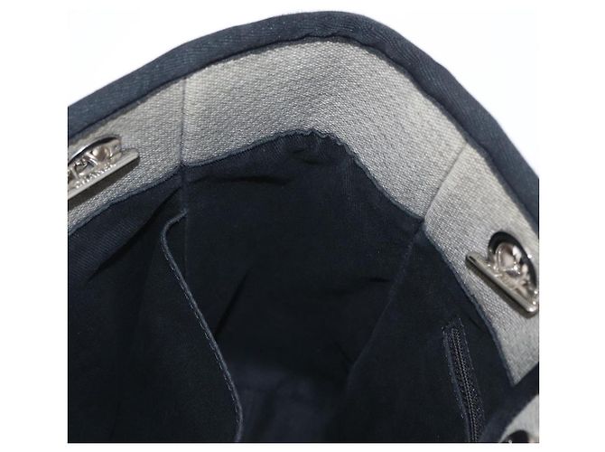 CHANEL Deauville Kette Tote Tasche aus Canvas Grau Silber CC Auth bs31505 - Ansicht 20