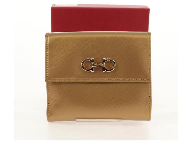 Portafoglio in pelle Gancini Salvatore Ferragamo Oro Auth am10043V D'oro - vista 12