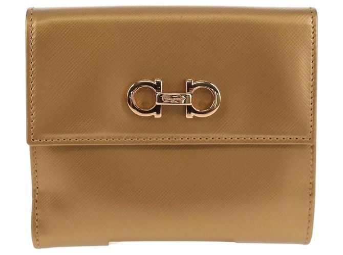 Portafoglio in pelle Gancini Salvatore Ferragamo Oro Auth am10043V D'oro - vista 13