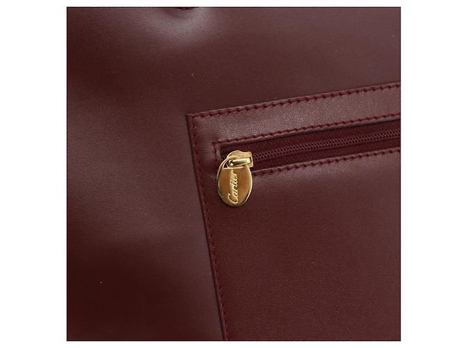 Cartier Tote Bag aus Leder Bordeaux Gold Auth mr1623 - Ansicht 10