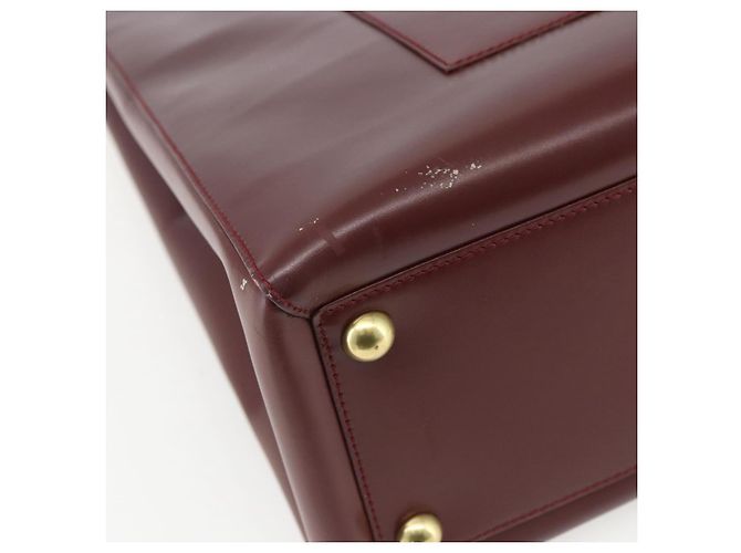 Cartier Tote Bag aus Leder Bordeaux Gold Auth mr1623 - Ansicht 14
