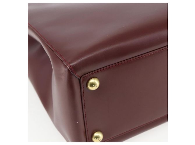 Cartier Tote Bag aus Leder Bordeaux Gold Auth mr1623 - Ansicht 16