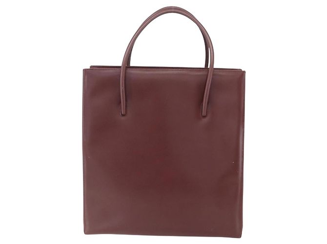 Cartier Tote Bag aus Leder Bordeaux Gold Auth mr1623 - Ansicht 2