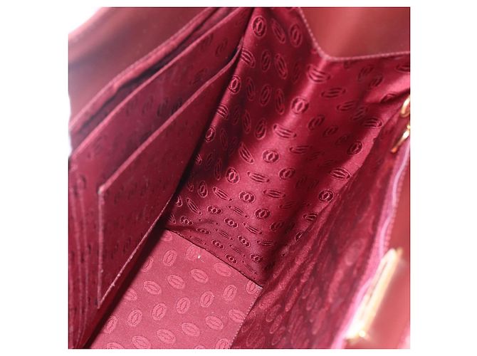 Cartier Tote Bag aus Leder Bordeaux Gold Auth mr1623 - Ansicht 20