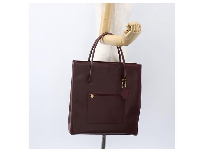 Cartier Tote Bag aus Leder Bordeaux Gold Auth mr1623 - Ansicht 23