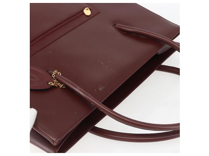 Cartier Tote Bag aus Leder Bordeaux Gold Auth mr1623 - Ansicht 6