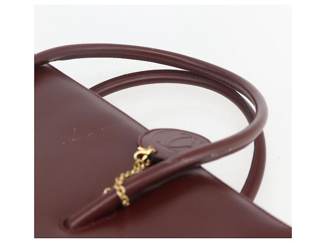 Cartier Tote Bag aus Leder Bordeaux Gold Auth mr1623 - Ansicht 8