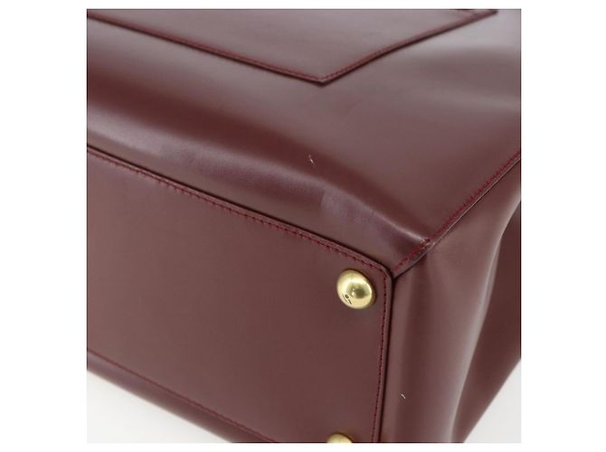 Cartier Tote Bag aus Leder Bordeaux Gold Auth mr1623 - Ansicht 9