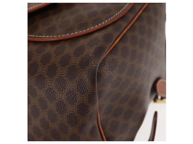 Céline CELINE Macadam Canvas Backpack PVC Leather Brown Auth BA6723 - view 16