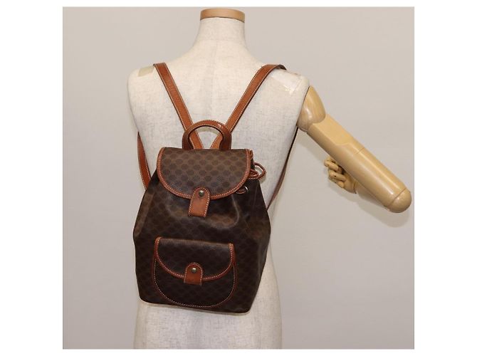 Céline CELINE Macadam Canvas Backpack PVC Leather Brown Auth BA6723 - view 27