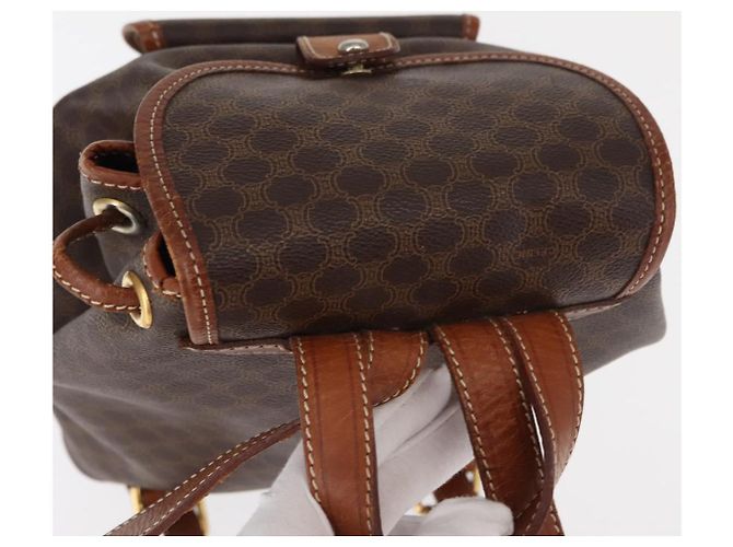 Céline CELINE Macadam Canvas Backpack PVC Leather Brown Auth BA6723 - view 6