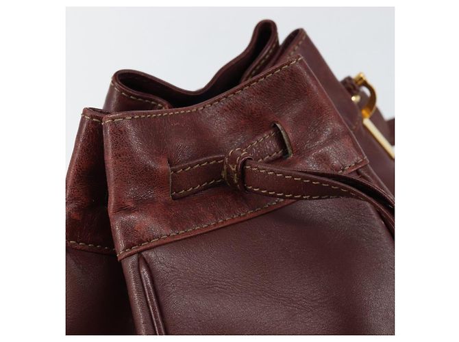 Cartier Bolso de hombro Must Line de cuero burdeos dorado Auth BA7014 - vista 10