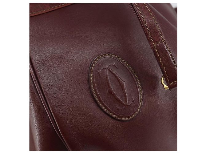 Cartier Bolso de hombro Must Line de cuero burdeos dorado Auth BA7014 - vista 17