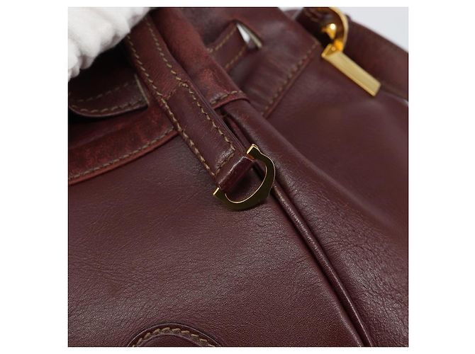 Cartier Bolso de hombro Must Line de cuero burdeos dorado Auth BA7014 - vista 18