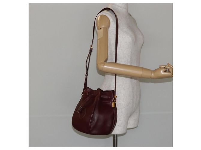 Cartier Bolso de hombro Must Line de cuero burdeos dorado Auth BA7014 - vista 22