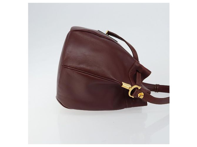 Cartier Bolso de hombro Must Line de cuero burdeos dorado Auth BA7014 - vista 3