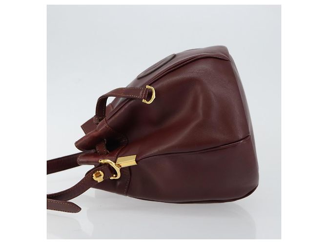 Cartier Bolso de hombro Must Line de cuero burdeos dorado Auth BA7014 - vista 4
