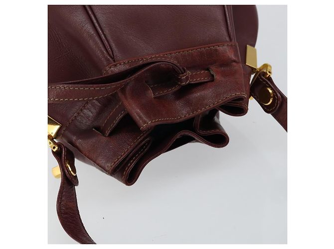 Cartier Bolso de hombro Must Line de cuero burdeos dorado Auth BA7014 - vista 6