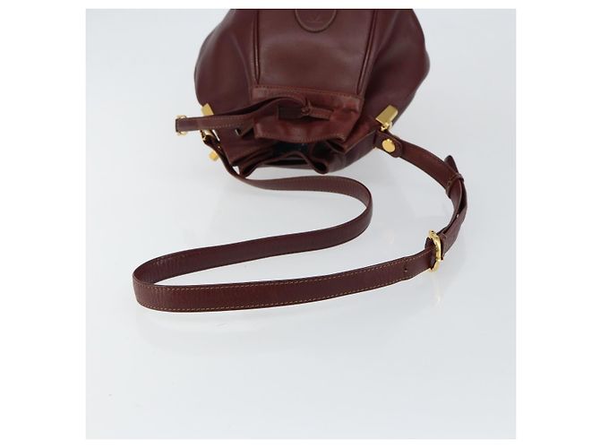 Cartier Bolso de hombro Must Line de cuero burdeos dorado Auth BA7014 - vista 7