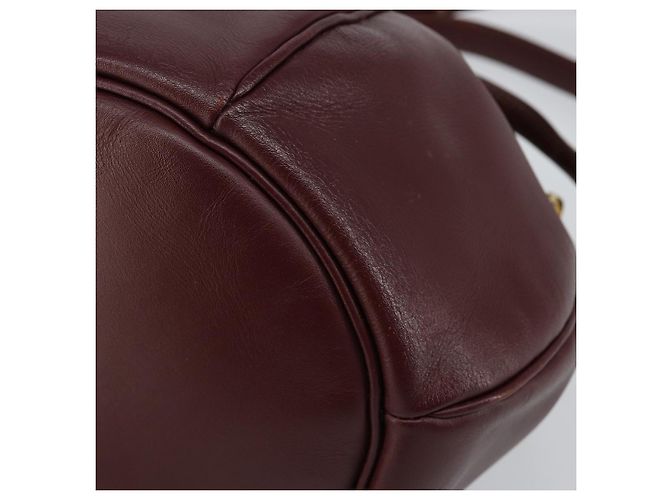 Cartier Bolso de hombro Must Line de cuero burdeos dorado Auth BA7014 - vista 9