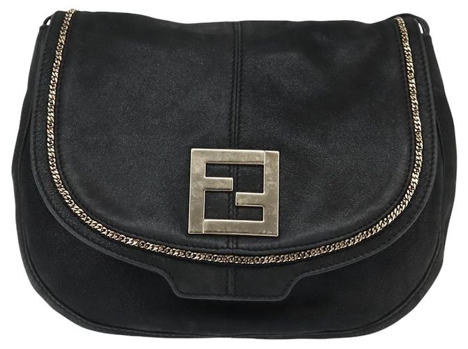 FENDI Schultertasche aus Polyester Schwarz Gold Auth ep11289 Golden - Ansicht 13