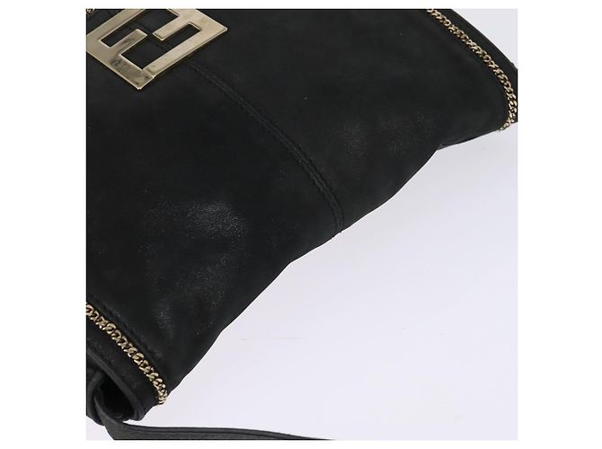 FENDI Schultertasche aus Polyester Schwarz Gold Auth ep11289 Golden - Ansicht 6