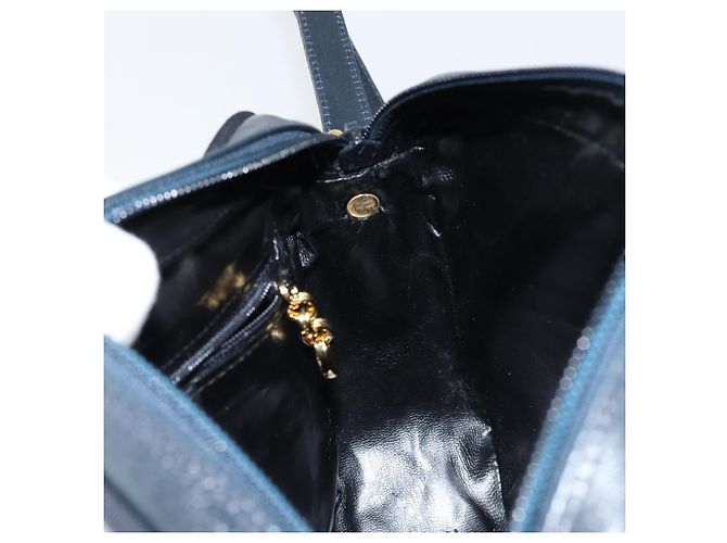 Borsa a Spalla Vala in Pelle Blu Navy e Oro Auth BA7059 di Salvatore Ferragamo D'oro - vista 19