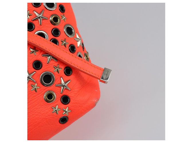 Jimmy Choo Studs Tote Bag aus Leder orange silber authentisch BA7037 - Ansicht 10