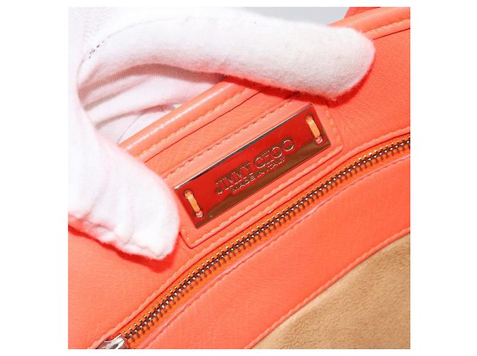 Jimmy Choo Studs Tote Bag aus Leder orange silber authentisch BA7037 - Ansicht 11