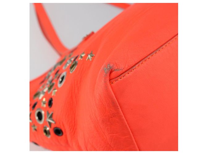 Jimmy Choo Studs Tote Bag aus Leder orange silber authentisch BA7037 - Ansicht 14