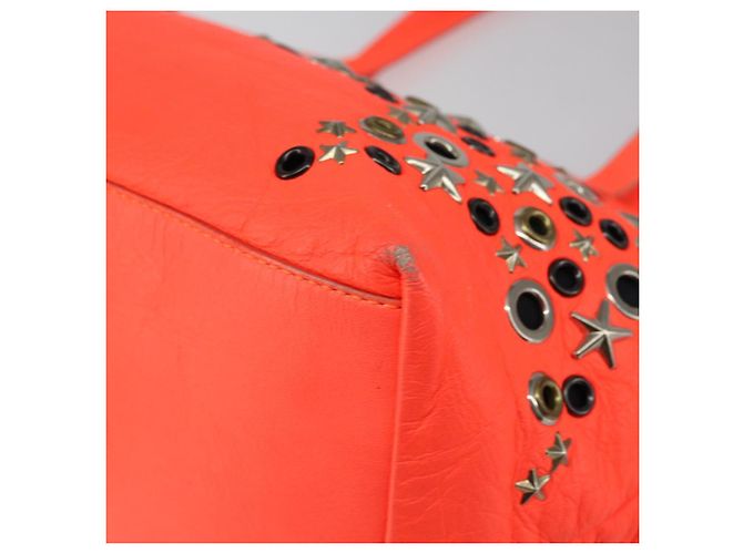 Jimmy Choo Studs Tote Bag aus Leder orange silber authentisch BA7037 - Ansicht 15