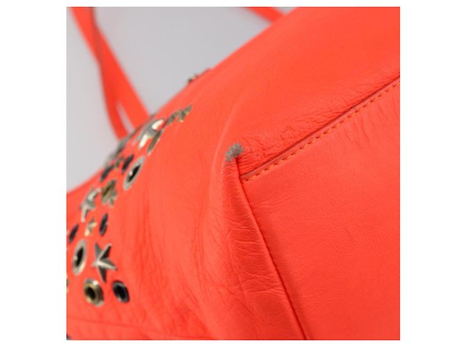 Jimmy Choo Studs Tote Bag aus Leder orange silber authentisch BA7037 - Ansicht 16