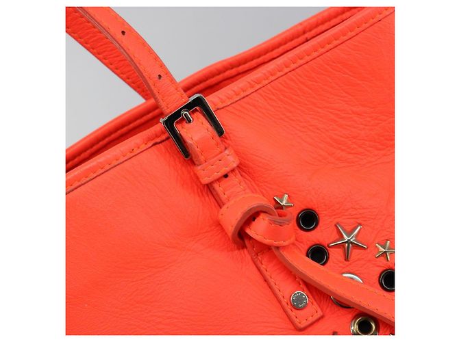 Jimmy Choo Studs Tote Bag aus Leder orange silber authentisch BA7037 - Ansicht 17