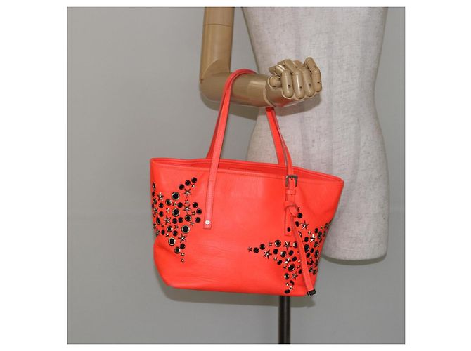 Jimmy Choo Studs Tote Bag aus Leder orange silber authentisch BA7037 - Ansicht 21