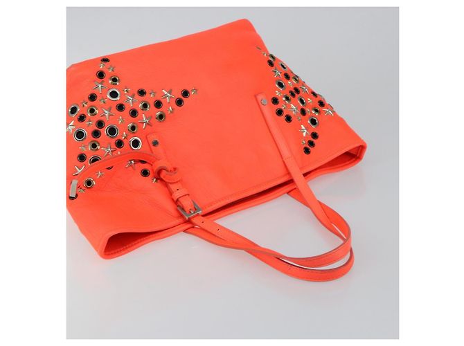 Jimmy Choo Studs Tote Bag aus Leder orange silber authentisch BA7037 - Ansicht 6