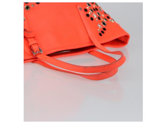 Jimmy Choo Studs Tote Bag aus Leder orange silber authentisch BA7037 - Ansicht 7