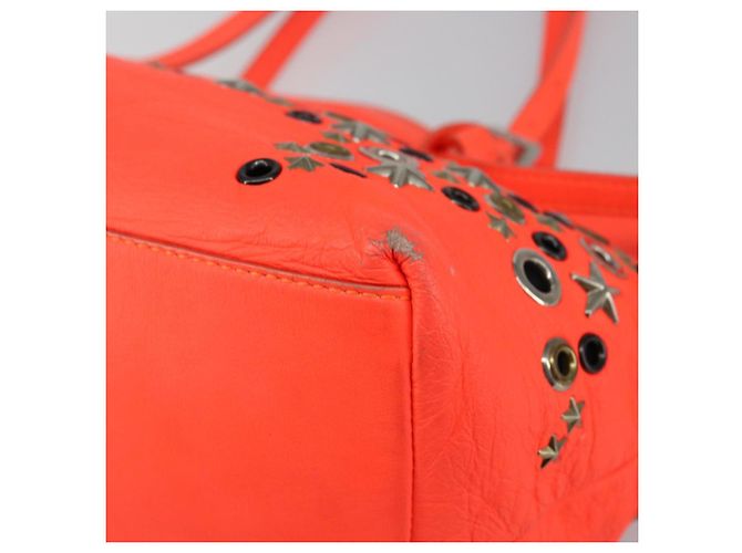 Jimmy Choo Studs Tote Bag aus Leder orange silber authentisch BA7037 - Ansicht 9