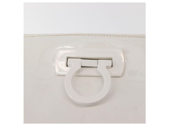 Gancini Tote Bag Emaille Weiß Salvatore Ferragamo Auth 147620 - Ansicht 10