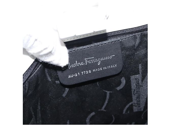 Gancini Tote Bag Emaille Weiß Salvatore Ferragamo Auth 147620 - Ansicht 12
