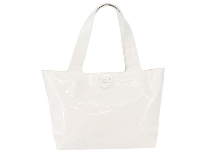 Gancini Tote Bag Emaille Weiß Salvatore Ferragamo Auth 147620 - Ansicht 13