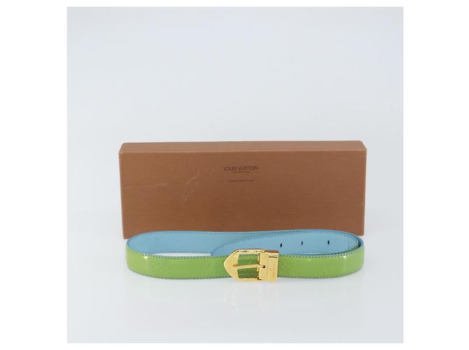 LOUIS VUITTON Cinturón Clásico Monogram Vernis Azul Bebé LV Auth ti3493 Azul claro - vista 12